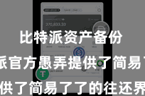 比特派资产备份  比特派官方愚弄提供了简易了了的往还界面